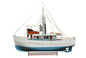 110" Blue And White Solid Wood Hand Painted Model Boat