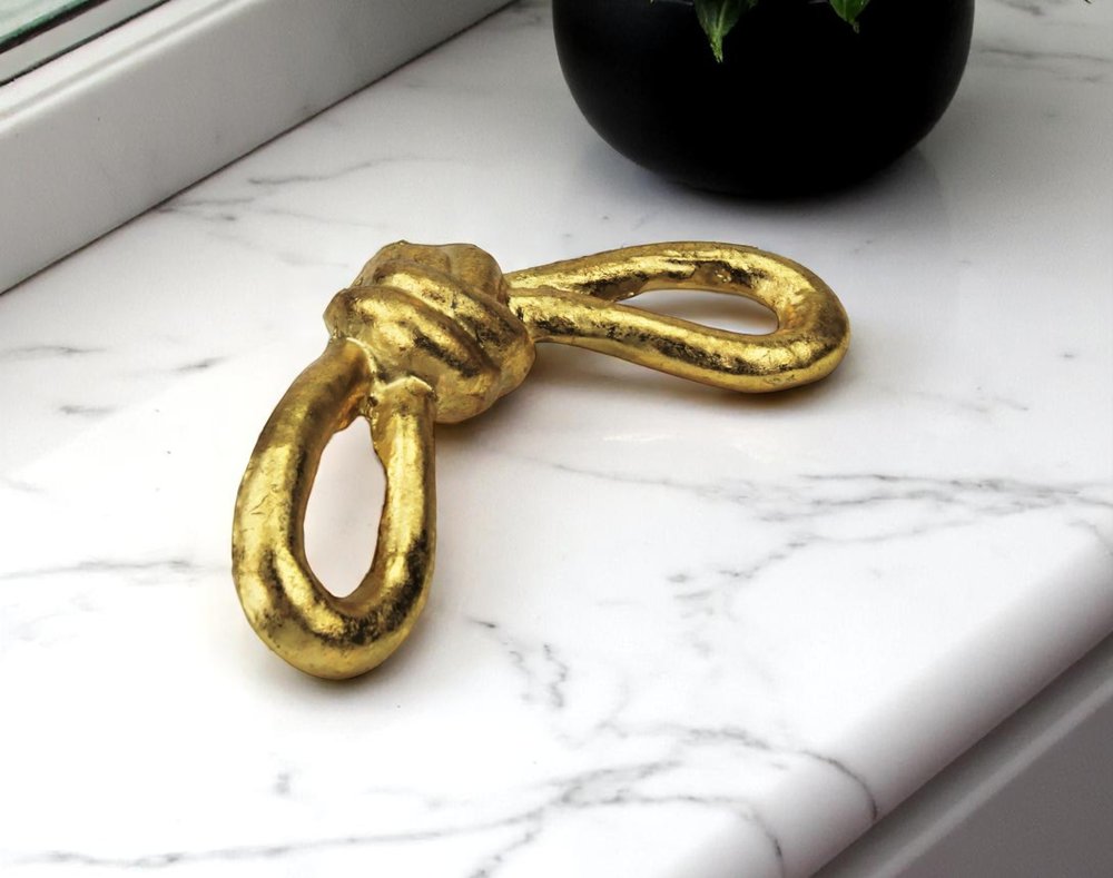 6" Gold Rustic Cast Iron Knot Tabletop Sculpture