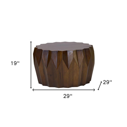 29" Brown Solid Wood Octagon Coffee Table