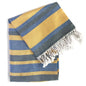 Denim Blue and Yellow Striped Turkish Towel Beach Blanket