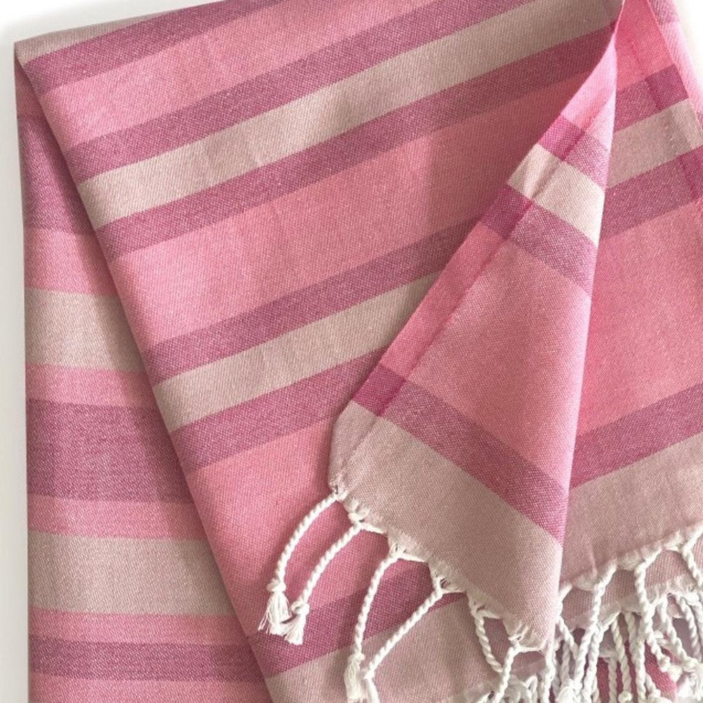 Shades of Pink Striped Design Turkish Beach Blanket
