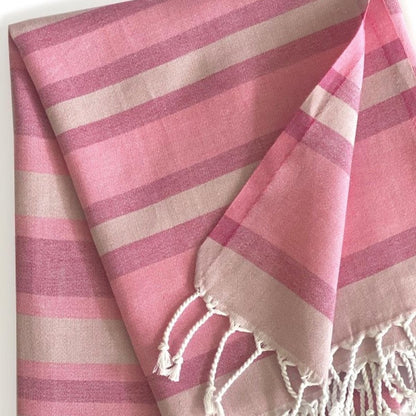 Shades of Pink Striped Design Turkish Beach Blanket