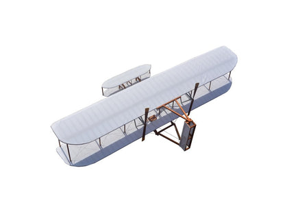 24" Brown And White Solid Wood Hand Painted Airplane Model Airplane