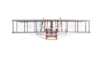 24" Brown And White Solid Wood Hand Painted Airplane Model Airplane