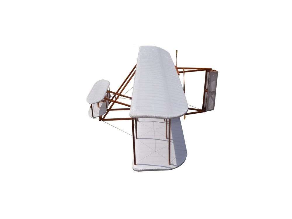 24" Brown And White Solid Wood Hand Painted Airplane Model Airplane