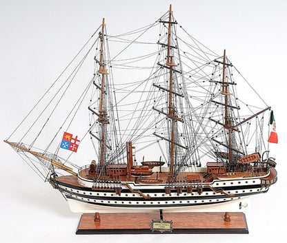 32" Black and White Solid Wood Hand Painted Amerigo Vespucci Model Boat