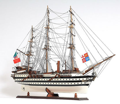 32" Black And White Solid Wood Hand Painted Boat Model Boat
