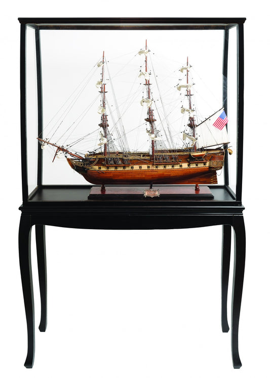 69" Solid Wood Hand Painted 1797 USS Constitution Large Floor Display Case Model Boat