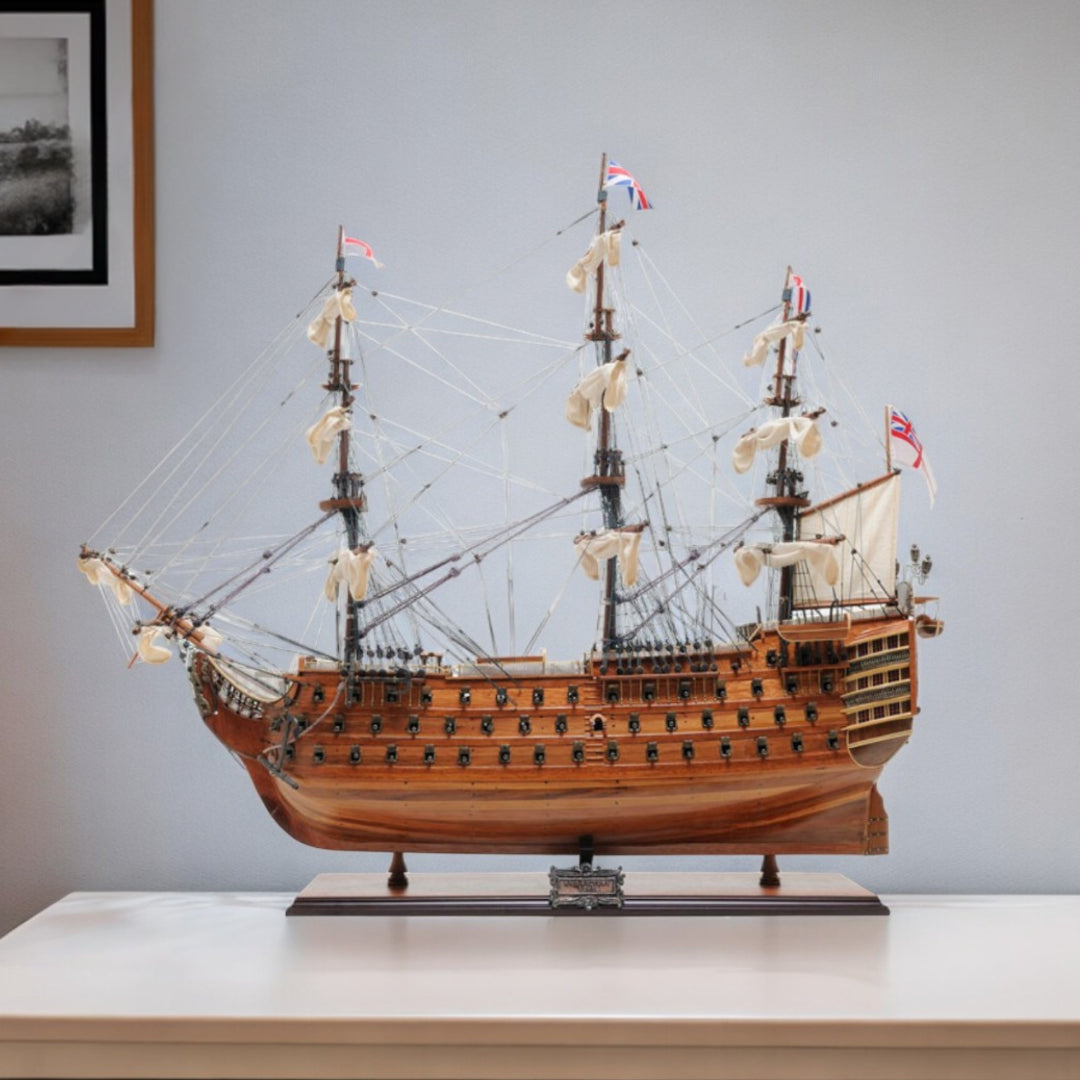 36" Wood Brown Solid Wood Hand Painted HMS Victory Exclusive Edition Model Boat