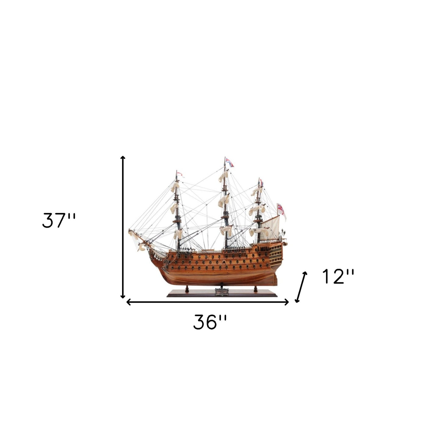 36" Wood Brown Solid Wood Hand Painted HMS Victory Exclusive Edition Model Boat