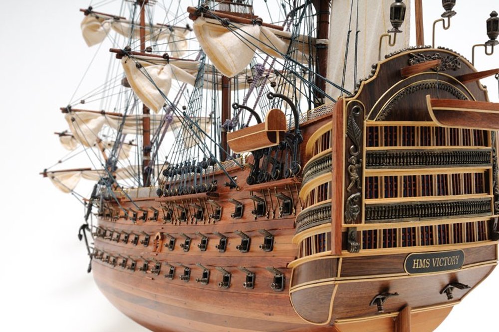 36" Wood Brown Solid Wood Hand Painted HMS Victory Exclusive Edition Model Boat