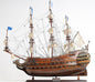 27" Brown Solid Wood Hand Painted Boat Model Boat