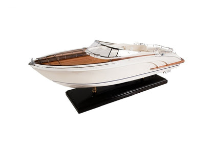 11" White Wood Yacht Model Sculpture