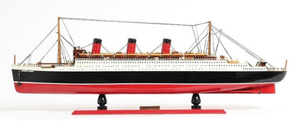 12" Black And Red Solid Wood Hand Painted Boat Model Boat