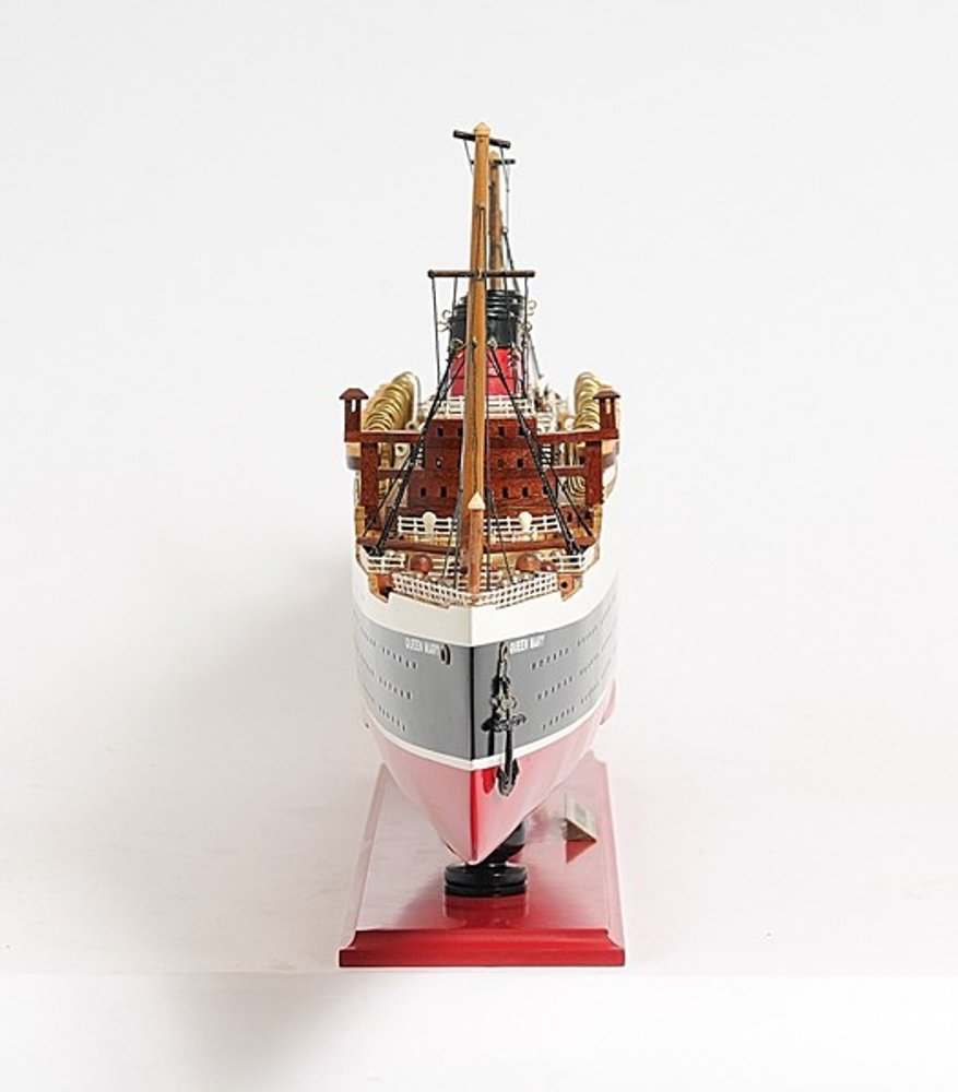12" Black And Red Solid Wood Hand Painted Boat Model Boat