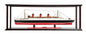 15" Black and Red Solid Wood Hand Painted RMS Queen Mary Large Display Case Model Boat