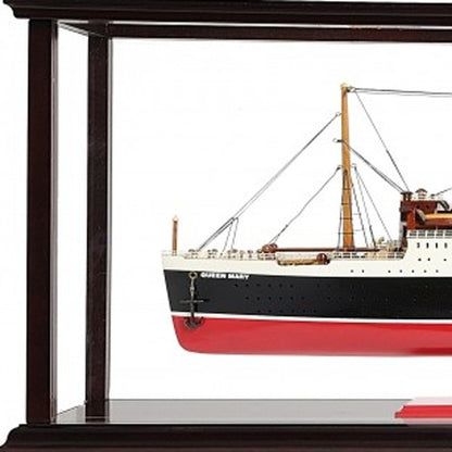 15" Black And Red Solid Wood Hand Painted Boat Model Boat