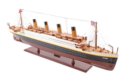 14" Black and Red Solid Wood Hand Painted 1912 RMS Titanic Large Model Boat