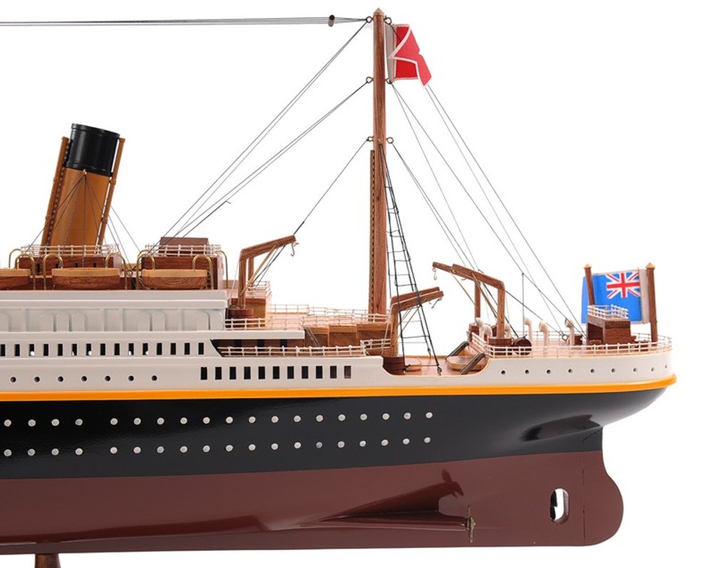 14" Black and Red Solid Wood Hand Painted 1912 RMS Titanic Large Model Boat