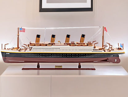 11" Black and Red 1912 RMS Titanic Medium Boat Hand Painted Decorative Boat