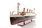 11" Black And Red Solid Wood Hand Painted Boat Model Boat