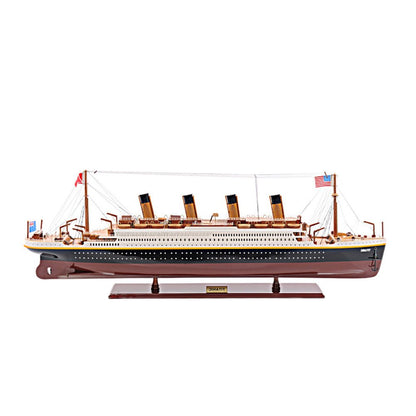 11" Black And Red Solid Wood Hand Painted Boat Model Boat