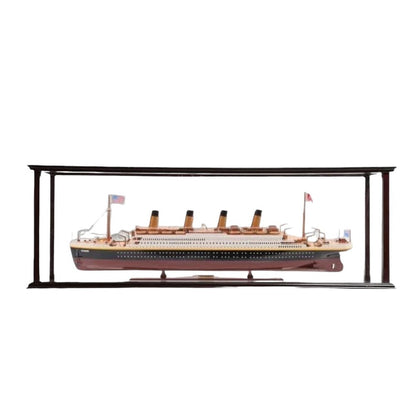 16" Black And Red Solid Wood Hand Painted Boat Model Boat
