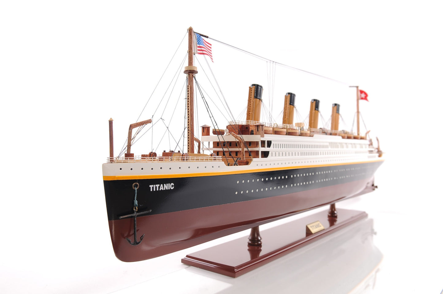 10" Black and Red Solid Wood Hand Painted 1912 RMS Titanic Small Model Boat