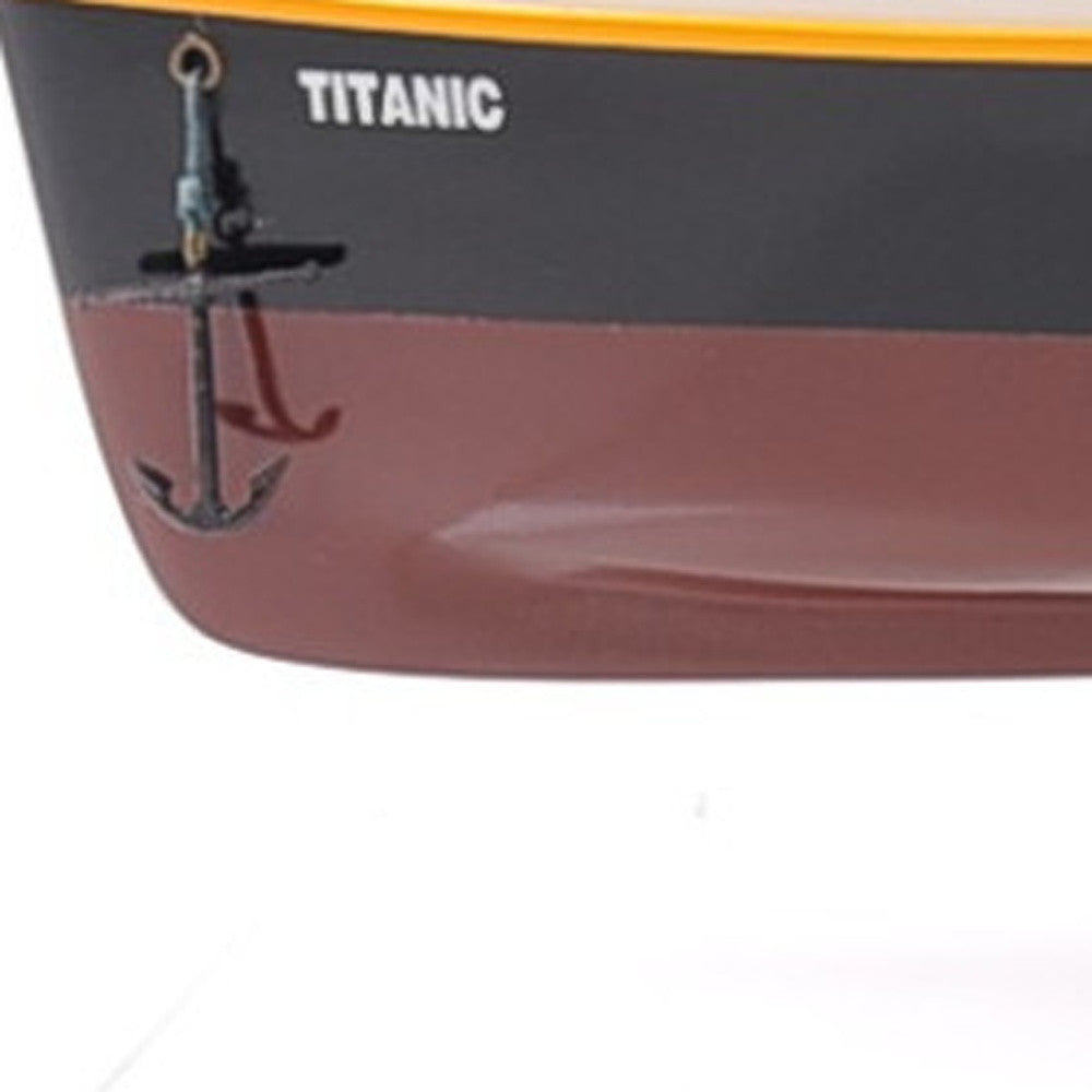 10" Black and Red Solid Wood Hand Painted 1912 RMS Titanic Small Model Boat