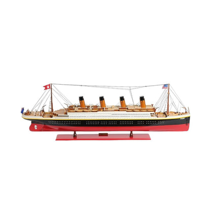 19" Black And Red Solid Wood 1912 RMS Titanic Hand Painted Model Boat