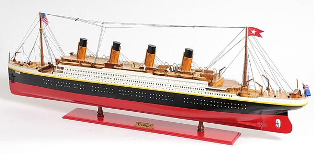 19" Black And Red Solid Wood 1912 RMS Titanic Hand Painted Model Boat