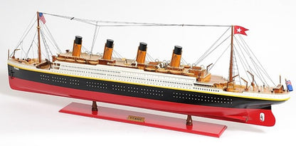 19" Black And Red Solid Wood 1912 RMS Titanic Hand Painted Model Boat