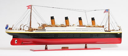 19" Black And Red Solid Wood 1912 RMS Titanic Hand Painted Model Boat