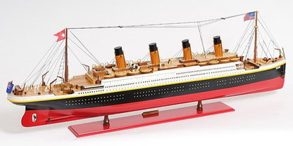 19" Black And Red Solid Wood 1912 RMS Titanic Hand Painted Model Boat