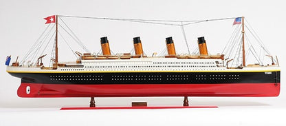 19" Black And Red Solid Wood 1912 RMS Titanic Hand Painted Model Boat