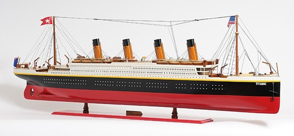 19" Black And Red Solid Wood 1912 RMS Titanic Hand Painted Model Boat