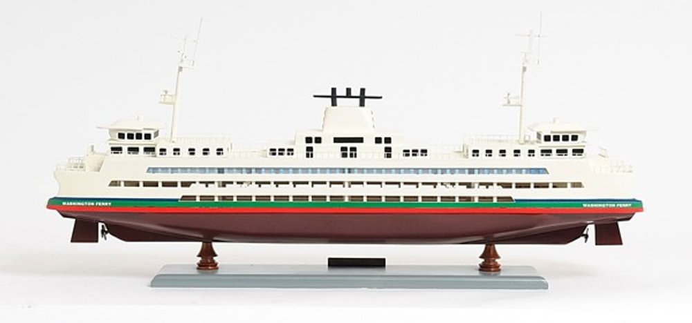 11" Brown and White Washington Ferry Boat Hand Painted Decorative Boat