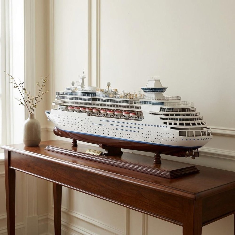 13" Brown and White Majesty of the Seas Boat Hand Painted Decorative Boat
