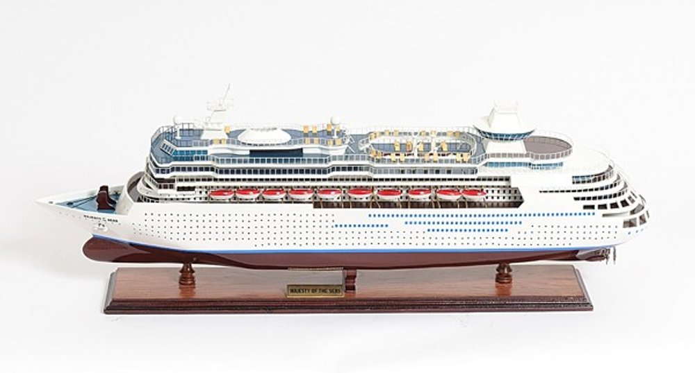 13" Brown and White Majesty of the Seas Boat Hand Painted Decorative Boat