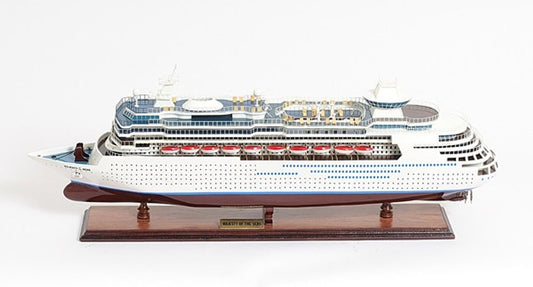 13" Brown and White Majesty of the Seas Boat Hand Painted Decorative Boat