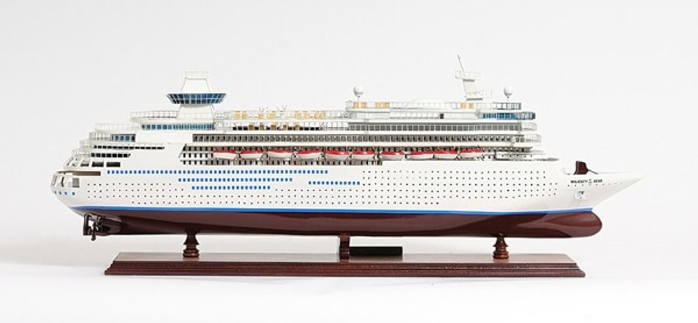 13" Brown and White Majesty of the Seas Boat Hand Painted Decorative Boat