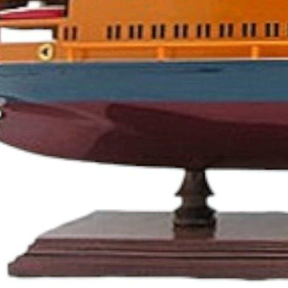 11" Maroon Staten Island Ferry Boat Hand Painted Decorative Boat