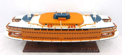 11" Maroon Staten Island Ferry Boat Hand Painted Decorative Boat