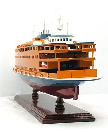 11" Maroon Staten Island Ferry Boat Hand Painted Decorative Boat