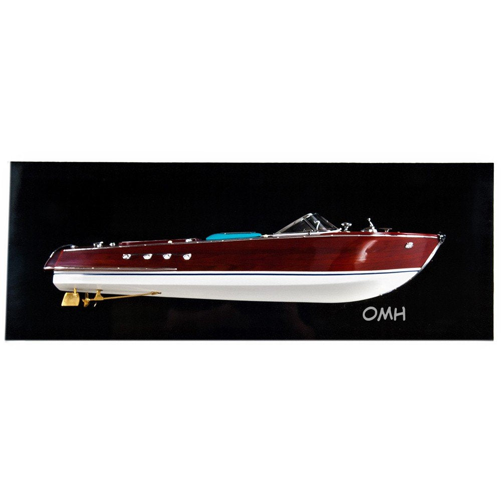 12" Wood Brown Riva Aquarama Half Hull Hand Painted Decorative Boat