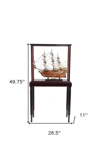 50" Brown Solid Wood Hand Painted Model Boat