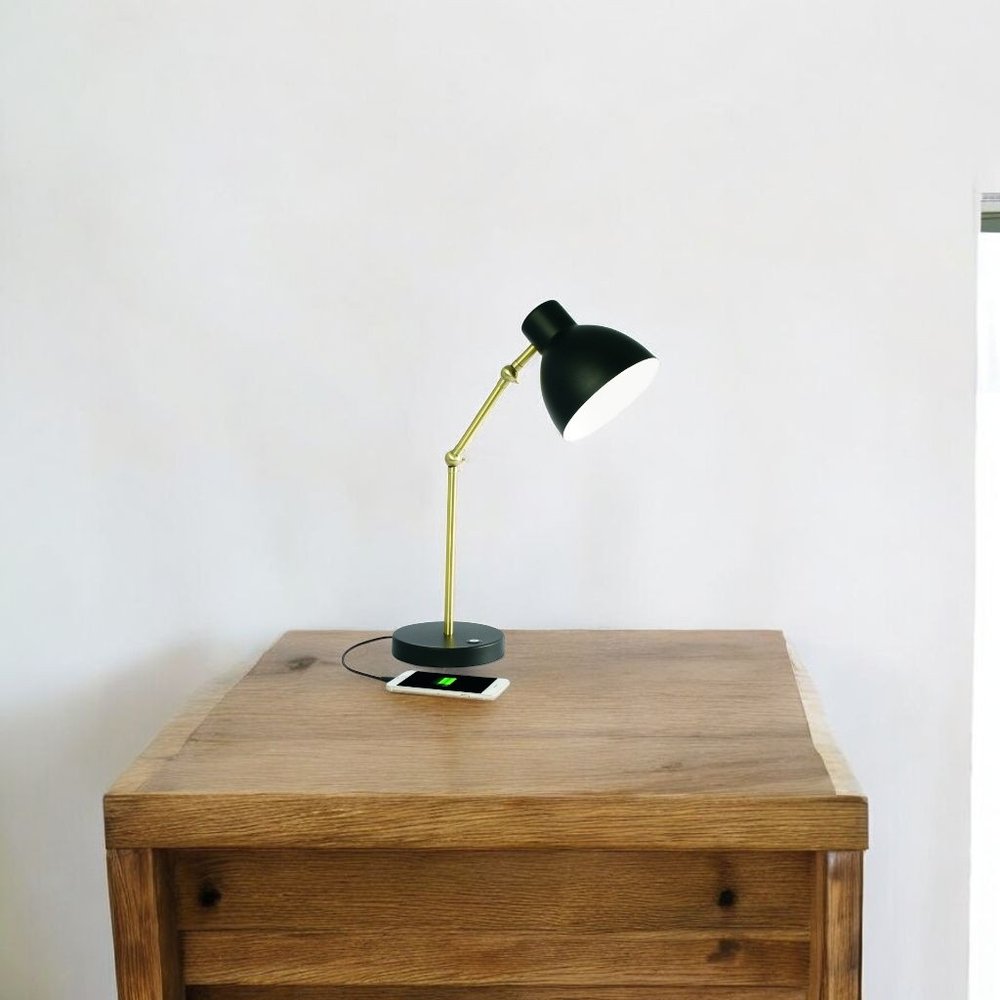 Matte Black and Gold Mod LED Adjustable Desk Lamp