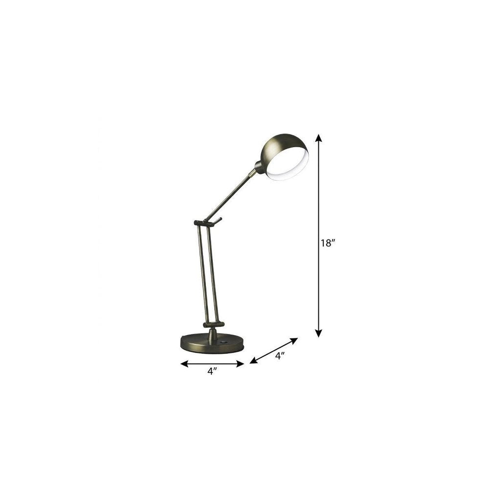 Shiny Satin Brass LED Adjustable Desk Lamp
