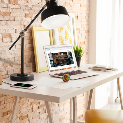 Matte Black and Antiqued Brass LED Adjustable Desk Lamp