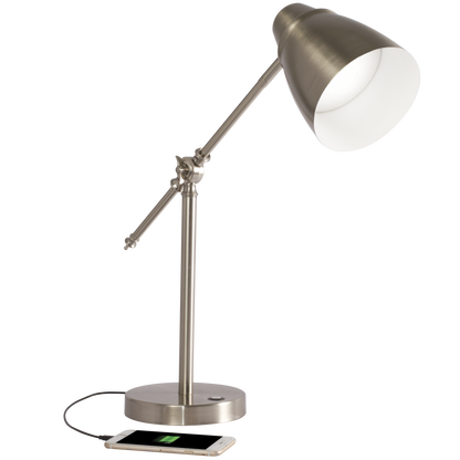 Brushed Silver LED Adjustable Desk Lamp